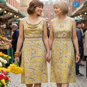 INC dress floral reversible neckline dressy casual - S